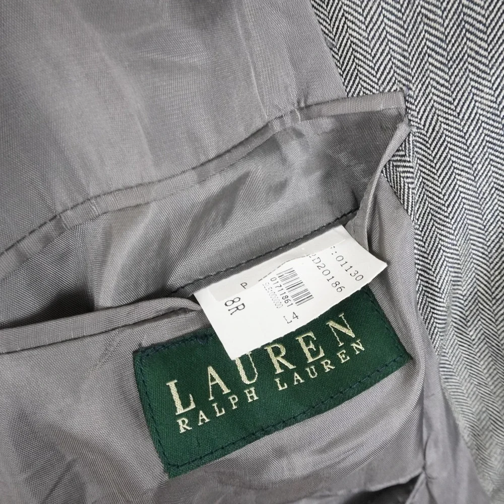 Lauren Ralph Lauren Men's Tweed Herringbone Wool Blazer 48R Gray Sport Coat